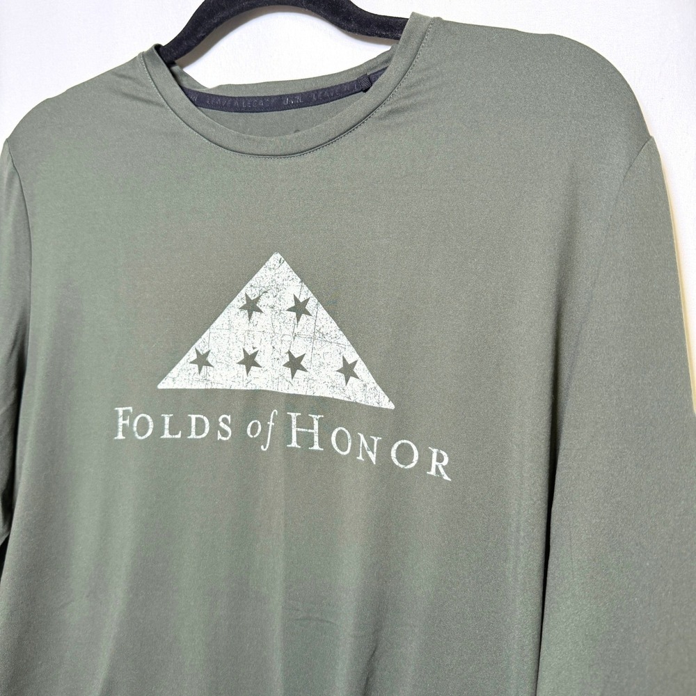 UNRL Folds of Honor Long Sleeve Performance Shirt Olive Green Mens Large